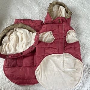 NWT - TWO Pink winter dog coats. Marked Large but fits small or medium